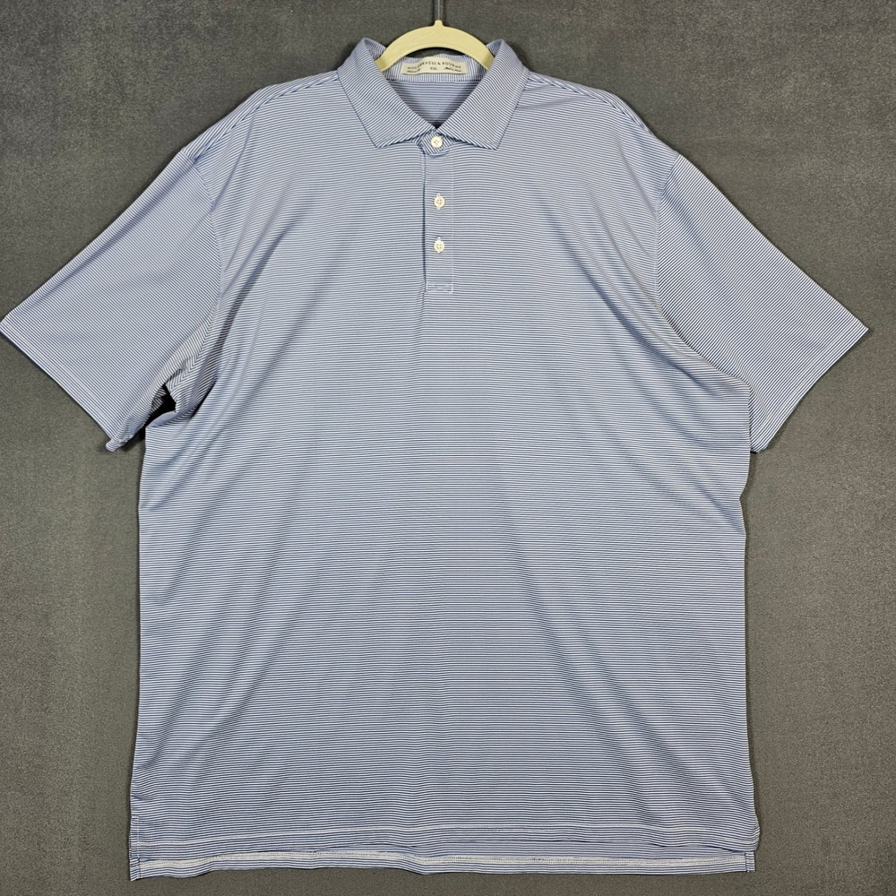 Holderness & Bourne Polo Mens XXL Blue White Striped The Perkins Golf Shirt